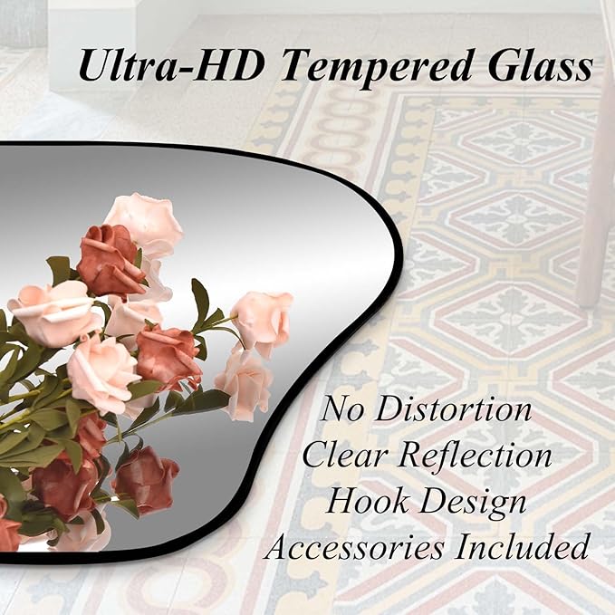 Irregular Mirror Full Length, 67"x31" Asymmetrical Tempered Glass Mirrors for Dressing, Modern Large Abstract Frameless Mirrors for Living Room Bedroom Hallway Entryway, Horizontal or Vertical Hanging