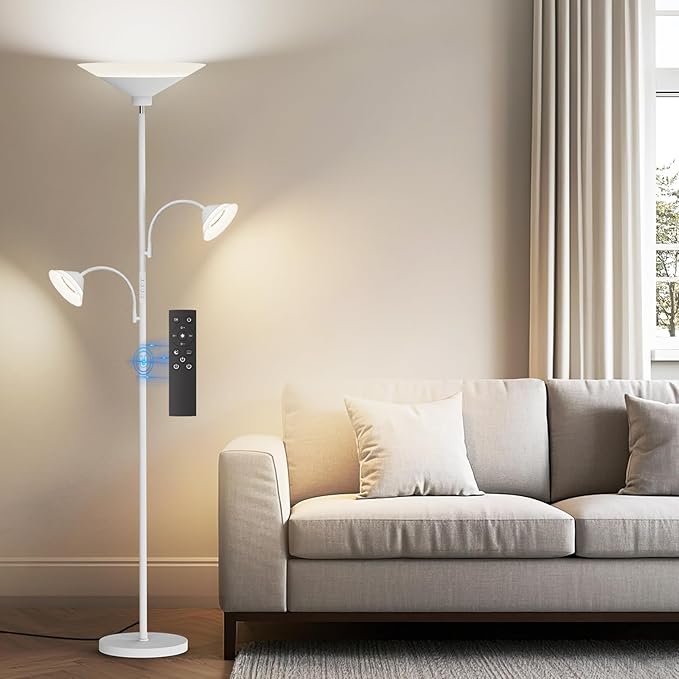 SIBRILLE 3 Way Torchiere Floor Lamp - 42W Dimmable LED Tree Standing Lamp with Remote, 2300LM, Color Changing, 72" Tall Bright Floor Lamp for Living Room Bedroom Office