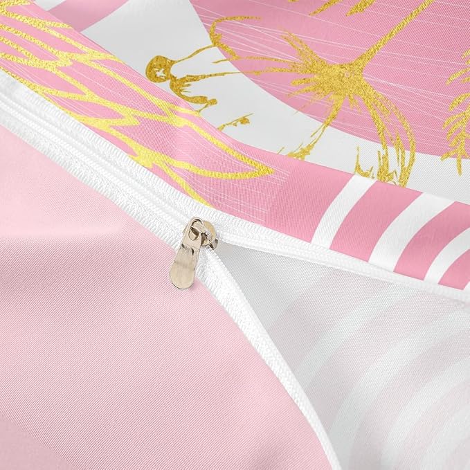 Erosebridal Mid Century Modern Duvet Cover King Size for Kids Girls Teens - Pink and White Abstract Comforter Cover Boho Minimalist Aesthetic Bedding Set Chic Modern Geometric Bohemian Floral Bed Set