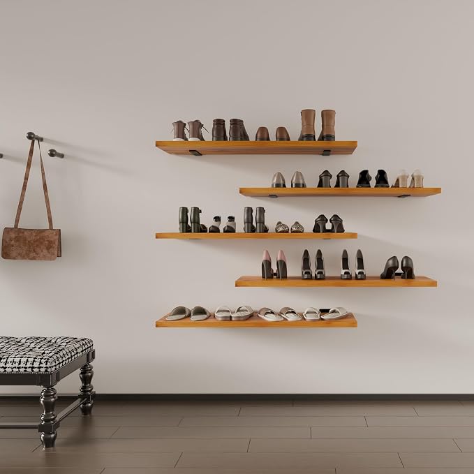 5 Tier Book Shelf,Long Floating Shelf for Wall 36 inch,Wall Mounted Bookshelf with Heavy Duty Brackets,Large Bookcase