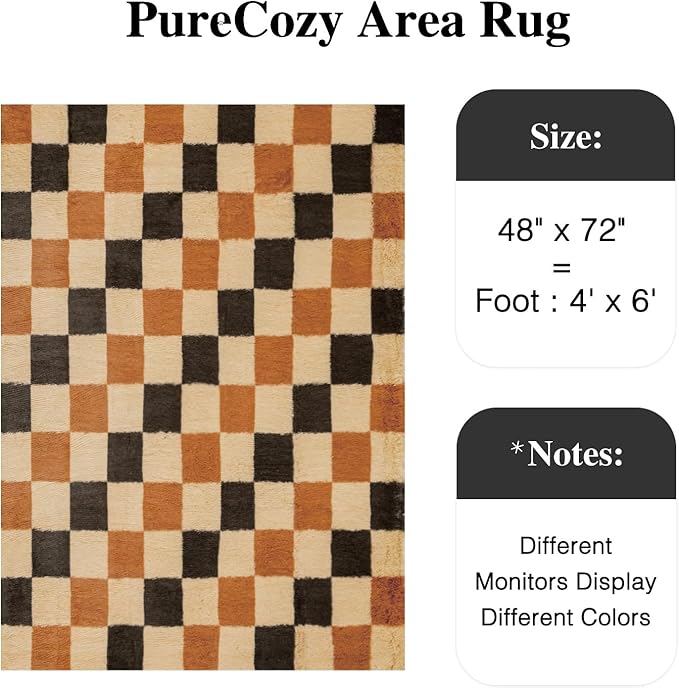 Checkered Rug 4x6 for Living Room, Colorful Modern Shag Rug Super Soft Washable Fluffy Rugs Indoor Fuzzy Carpet for Bedroom Home Dorm Aesthetic Decor