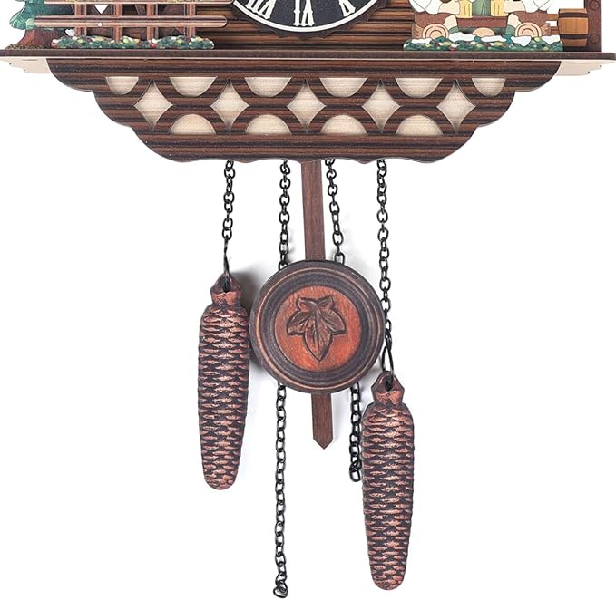 Cuckoo Clock, Retro Wooden Cuckoo Birdhouse Antique Wall Clock Forest Clock Home Decor Auto Swing with Singing Bird Vintage Chalet Design(No Battery) (Type C)