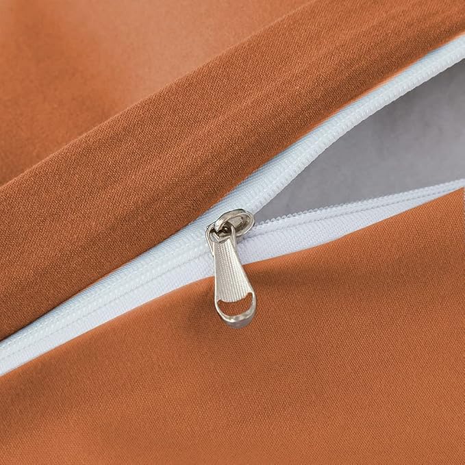 Omelas Burnt Orange Duvet Cover King Size Rust Terracotta Caramel Pumpkin Modern Minimalist Style Solid Color Bedding Set 3 Pieces Soft Microfiber Comforter Covers with Zipper Closure for Women Men