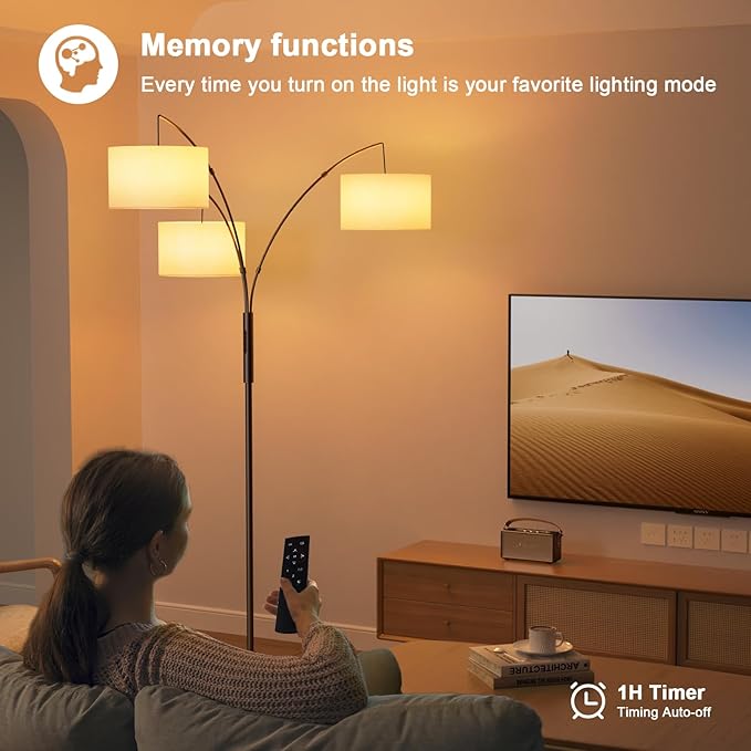 SIBRILLE Upgraded 36W Floor Lamps for Living Room - Super Bright Dimmable Tree Floor Lamp with Remote & Touch Control, Tall Lamp for Living Room Corner, Bedroom, Office
