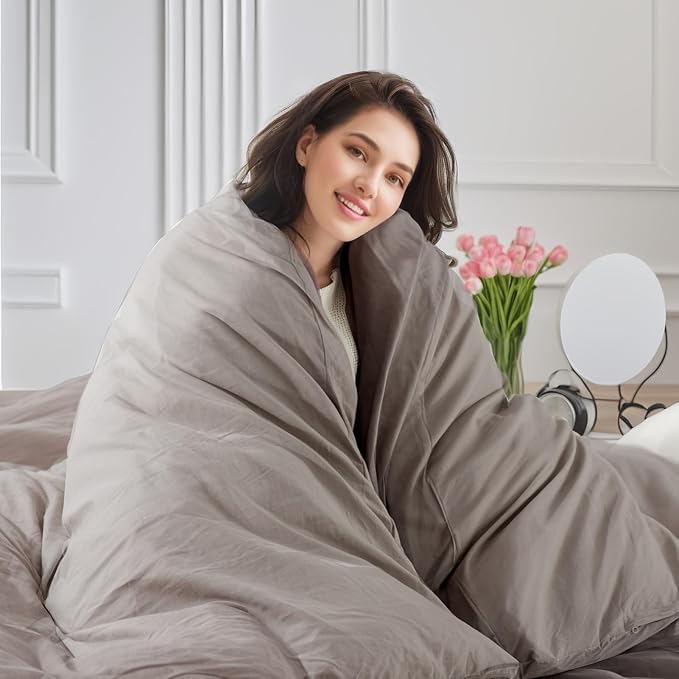 NEXHOME PRO Duvet Cover Set King Size Linen Look Organic Natural 100% Washed Cotton Duvet Cover Linen Cream Grey 3 Pieces Bedding Set with Zipper Closure, Breathable, Lightweight (No Comforter)