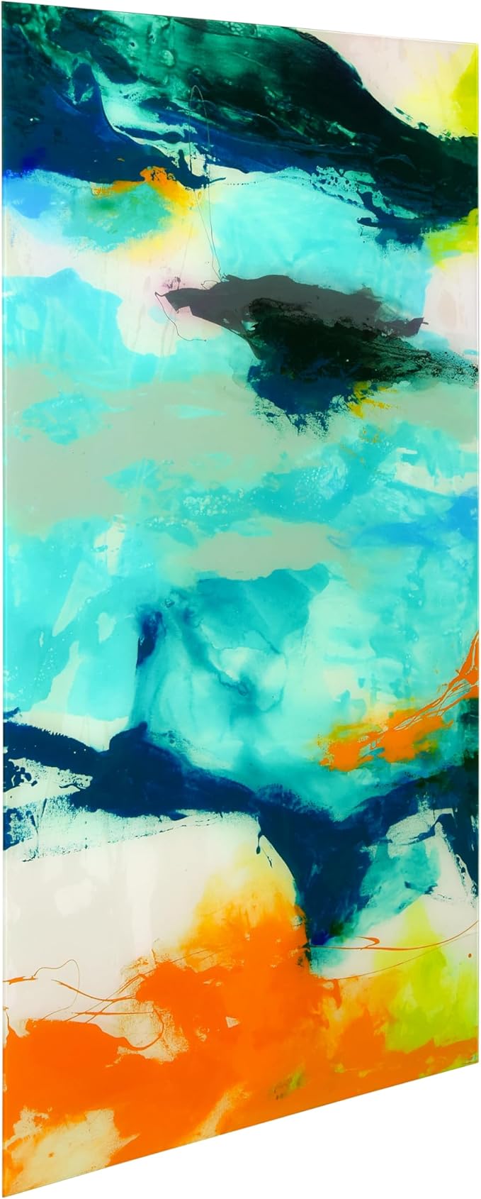 Empire Art Direct Tidal Abstract 2 Frameless Free Floating Tempered Glass Panel Graphic Wall Art, 48" x 24" x 0.2", Ready to Hang