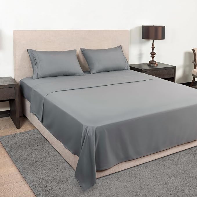 Mejoroom California King Size Sheet Set - Soft Microfiber Bed Sheets,Deep Pocket Fitted Sheet, Breathable, Wrinkle & Fade Resistant - 4 Piece (California King, Gray)