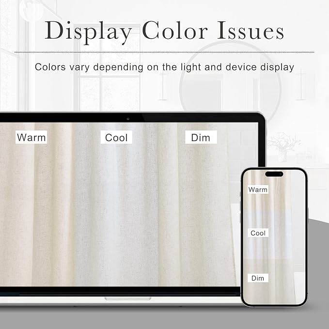KGORGE Natural Linen Shower Curtain for Bathroom - Linen Blend Button Hole Semi Sheer Lightweight Waterproof Shower Curtains for Bathtub, 72 x 78 inches Long, Hooks Included