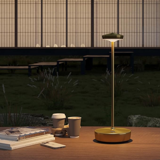 Rechargeable Cordless LED Table Lamp,5000mAh Battery - Touch Control 3-Level Brightness with Memory Function,Portable Children's Room Desk lamp for Outdoor,Bars & Restaurants (2P Gold)