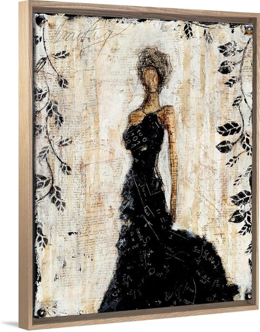 CANVAS ON DEMAND Dark Beauty Silver Float Framed Canvas Wall Art Print by Erin Ashley, Abstract, Contemporary, Figurative, Glam, Home Decor, Woman, Trendy Artwork,24" x30in