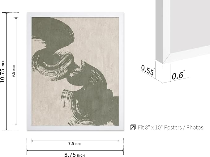 Poster Master Brush Strokes Poster - Painted Swirl Print - Paint Strokes Art - Drawing Illustration - Sketch Design - Abstract Painting - Office or Bedroom Decor - 8x10 White Framed