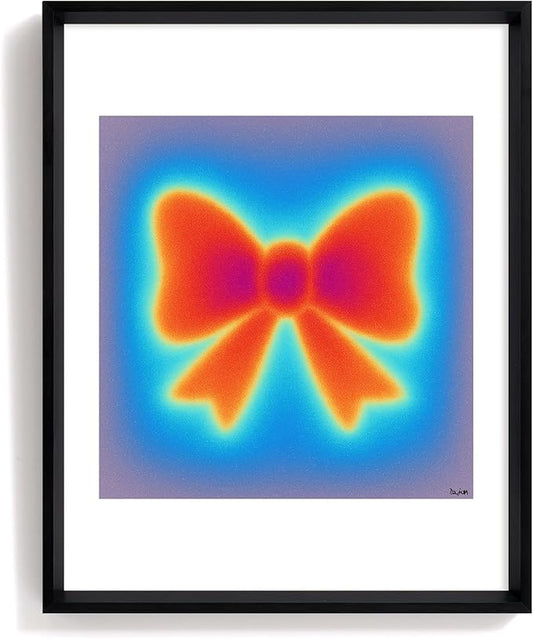 Framed Modern Abstract Thermal Bow Wall Art, 8x10 Inch Poster Print, Contemporary Artwork for Walls with Matte Black Metal Frame, Minimalist Wall Decor Picture for Bedroom Living Room Office Hallway