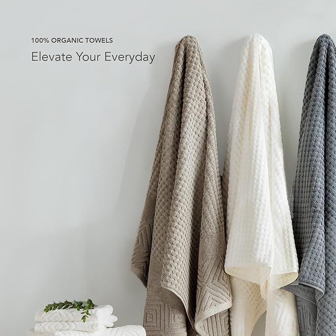 Texere 100% Organic Cotton Diamond Jacquard 700 GSM Luxury Bath Towel Sets - Ultra Soft and Absorbent Hotel and Spa Quality (Diamond, Merlot, 2 Bath & 2 Hand Towels)