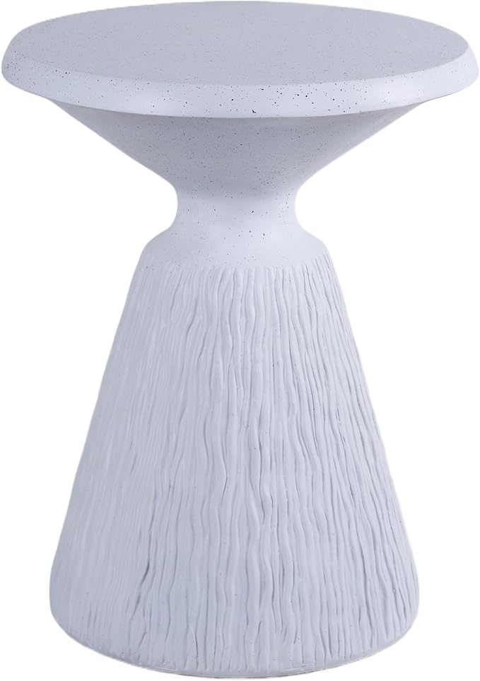 ø16.73'' Faux Concrete Cement Round Side Table End Table, Modern Contemporary Minimalist White Finish Style, MGO & Fiberglass Material for Indoor & Outdoor, No Assembly, Aqua Grey