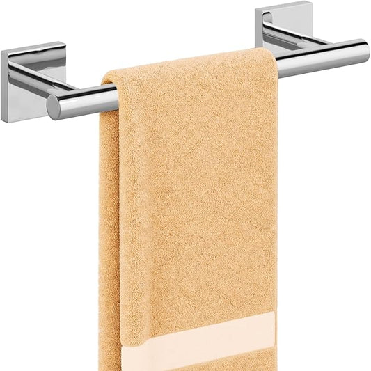 USHOWER Polished Chrome Hand Towel Bar, 9 Inch Towel Racks for Bathroom Wall Mounted, 304 Stainless Steel Towel Holder with Square Base, Modern Home Decor (Total Length 11 Inch)