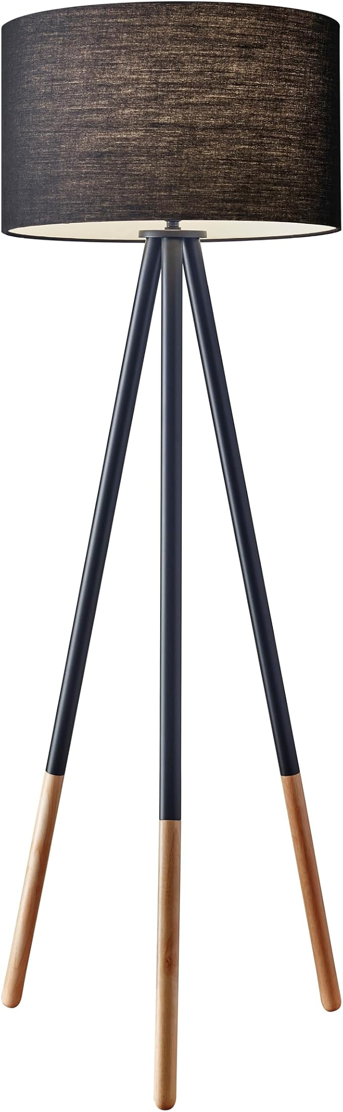 Adesso 6285-01 Louise, 60.25 in., 150 W Incandescent/ equiv. CFL, Black Painted Metal w/ Wood Tips, 1 Floor Lamp