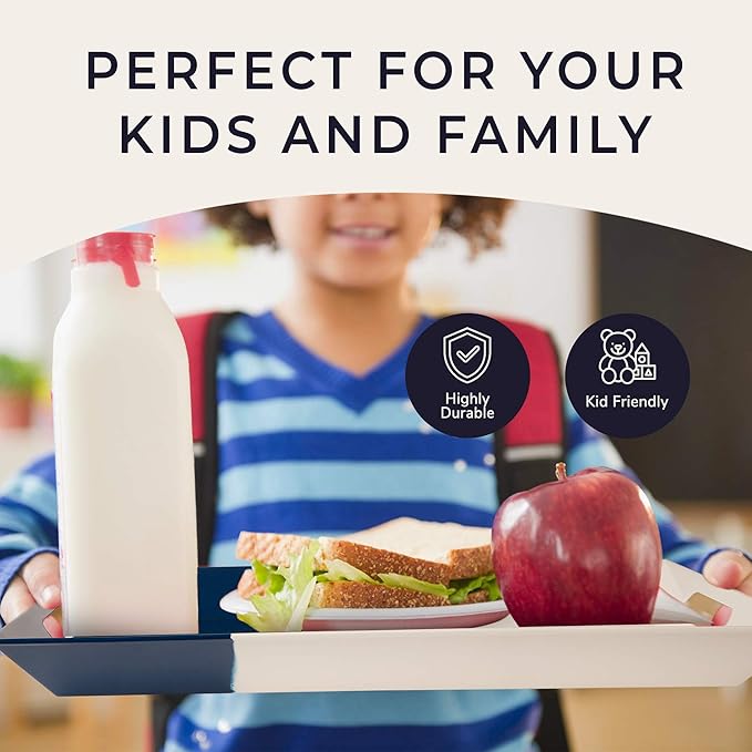 Melamine Serving Tray with Handles, Chip and Break-Resistant, Durable and Kid-Friendly Food Tray for Indoor and Outdoor, Dishwasher Safe, Ivory/Navy - Thomas Fuchs Creative