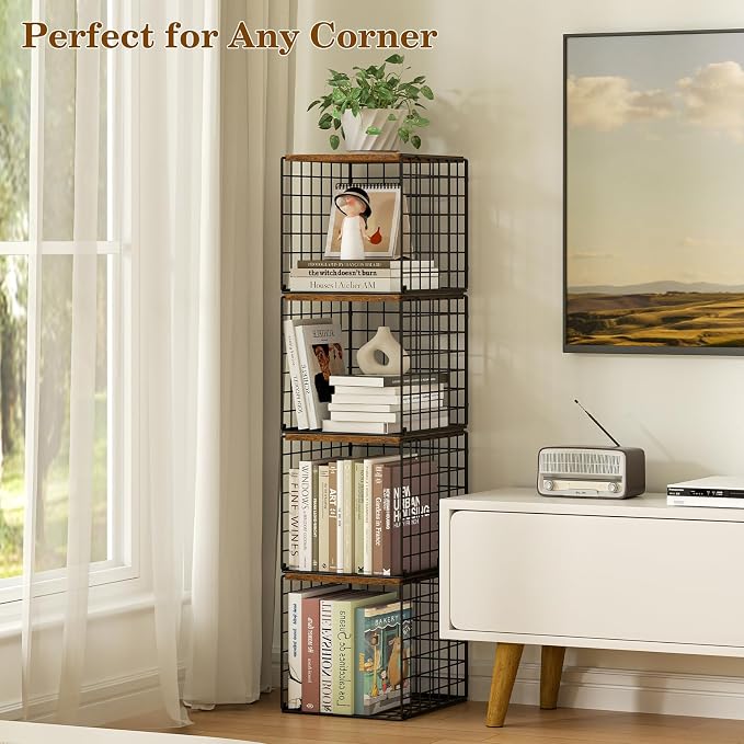 Dmevkic 2 Cube DIY Stackable Small Bookcase,Bookshelf for Small Spaces,Cube Storage Organizer for Living Room, Bedroom, Home Office,12.2" x 12.2" x 12.2"