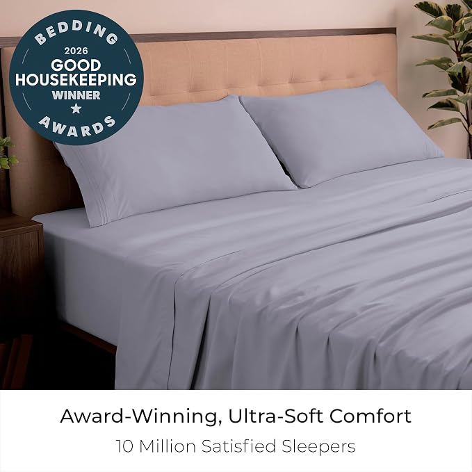 Mellanni California King Sheets Set - 4 PC Iconic Collection Bedding - Hotel Luxury, Extra Soft, Cooling Bed Sheets - Wrinkle, Fade, Stain Resistant (Cal King, Lavender)