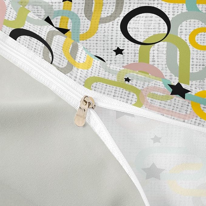 Erosebridal Boho Mid Century Comforter Cover King Modern Abstract Geometric Bedding Set Retro Vintage Artistic Aesthetic Duvet Cover for Kids Girls Boys Adults Atomic Minimalism Bed Set