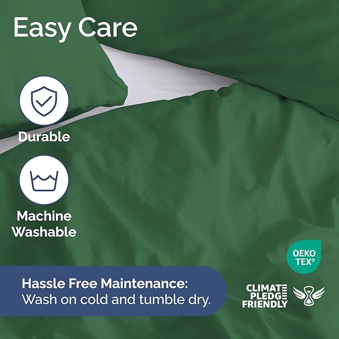 Duvet Cover Cal King Size - Extra Soft Cal King Size Duvet Cover - Lightweight & Breathable & Fade Free with Zipper Closures and Ties - 104" x 98" Inches - (Emerald Green) Comforter Not Included