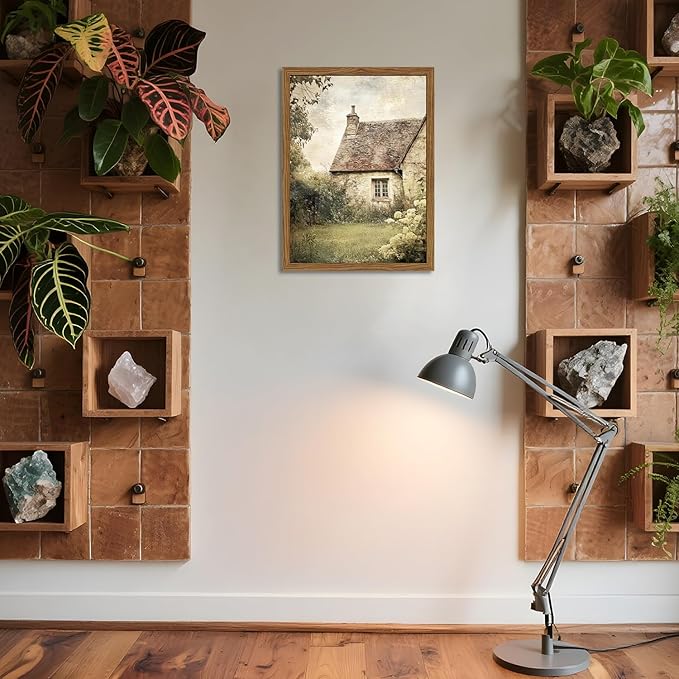 Vintage Farmhouse Wall Art, 3D Textured Nature Landscape Wall Decor Paintings, Hand Drawn Sandstone Farm House Picture Prints Artwork for Bedroom Living Room 16x24 inch Wood Framed