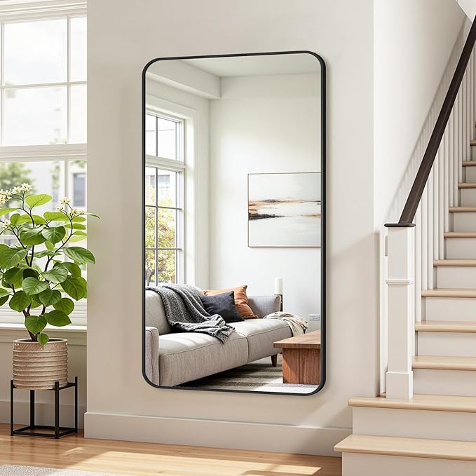 Bathroom Mirror 60" x 36", Large Rectangle Wall Mirror, Black Metal Frame Wall Mounted Mirrors for Bathroom, Vanity, Bedroom, Entryway Decor(Horizontal/Vertical)