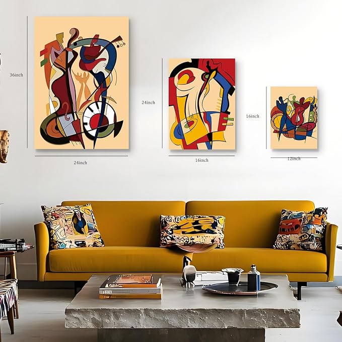 Colorful Abstract Wall Art Modern Street Graffiti Pictures Wall Decor Set of 3 Pcs, Colors Music Canvas Prints Posters Fantasy Paintings Home Artwork for Bedroom Living Room Home Decoration 12x16“