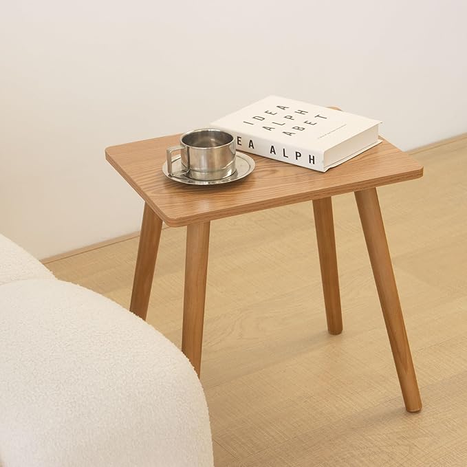 AWASEN Mid Century Modern Side Table, Small End Table for Living Room Bedroom Office Small Spaces, Modern Side Table Nightstand with Solid Wood, Easy Assembly, (Brown)