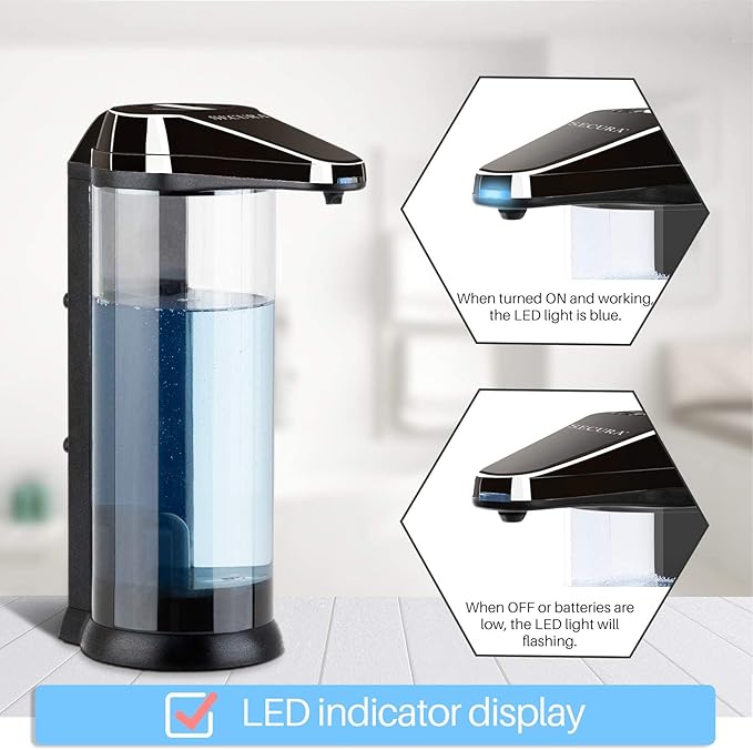 Secura 17 oz Automatic Liquid Soap Dispenser, Touchless Battery Operated Hand Soap Dispenser with Adjustable Soap Dispensing Volume Control Dial, Personal Care Dispenser (Dark Gunmetal)