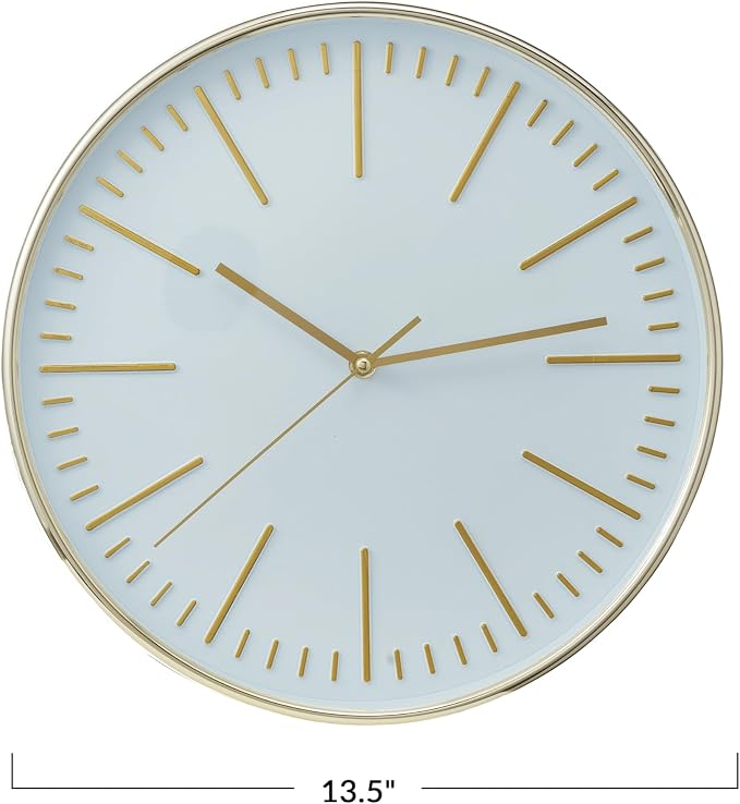 Bloomingville Minimalist Aura Wall Clock, White and Gold