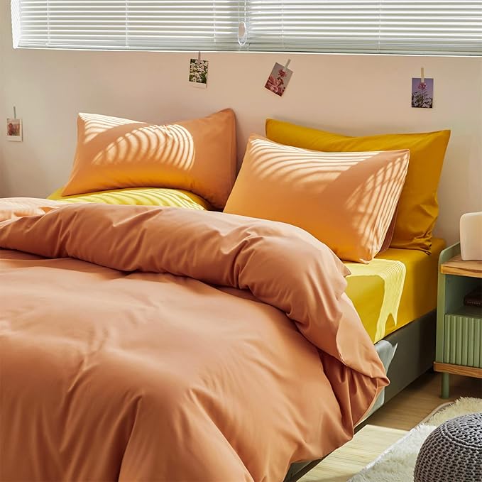 Pureant Peach Comforter Sets Full Grapefruit Color Bedding Comforters for Women Girls Luxurious Orange Pink Aesthetic Quilts Adults Teens Solid Coral Pink Modern Candy Bed Pure Peachy Pink Blankets