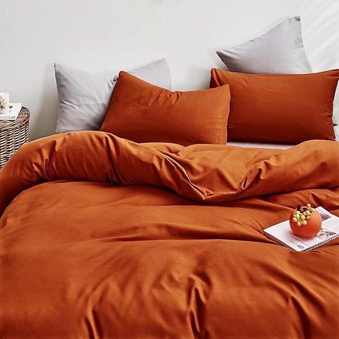 Pureant Burnt Orange Comforter Set Queen Size Terracotta Bedding Sets Rust Caramel Quilts Cotton for Women Girls Soft Boho Caramel Queen Size Comforter Sets Reddish Orange Blankets Durable
