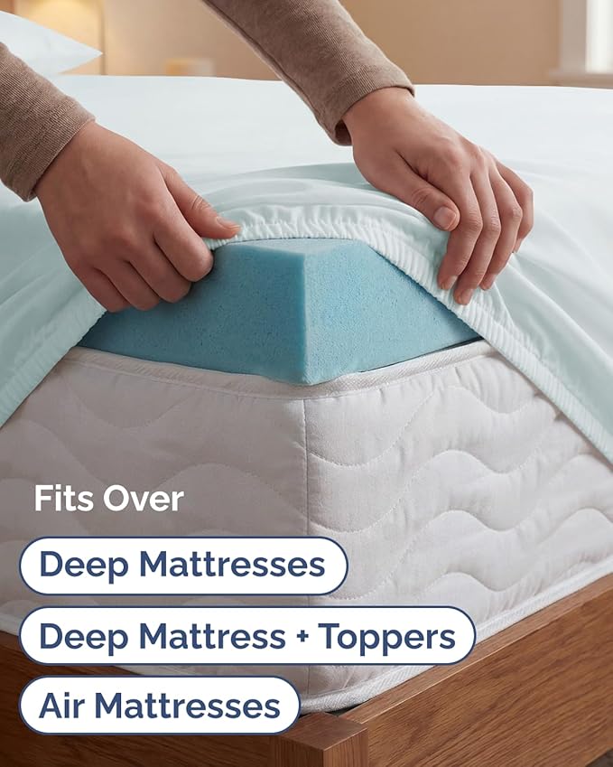 Extra Deep Twin XL Sheet Set - 4 Piece College Dorm Bed Sheets Set with Extra Deep Pockets - Ultra-Soft, Comfy & Breathable Bedding for Women, Men, Kids & Teens - Wrinkle & Fade Resistant - Ice Blue