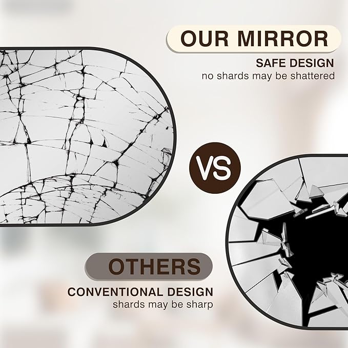 FICTOR Bathroom Mirror for Wall, Arched Vanity Bathroom Mirror for Over Sink, Metal Framed with HD Shatter-Proof Glass for Entryway, Living Room,Bedroom(24” x 36”, Black)