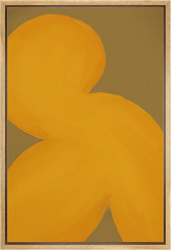 MUDECOR Framed Canvas Print Wall Art Geometric Mid-Century Yellow Polygon Abstract Shapes Illustrations Minimalism Decorative Bohemian Colorful Zen for Living Room, Bedroom, Office - 24"x36" Natural