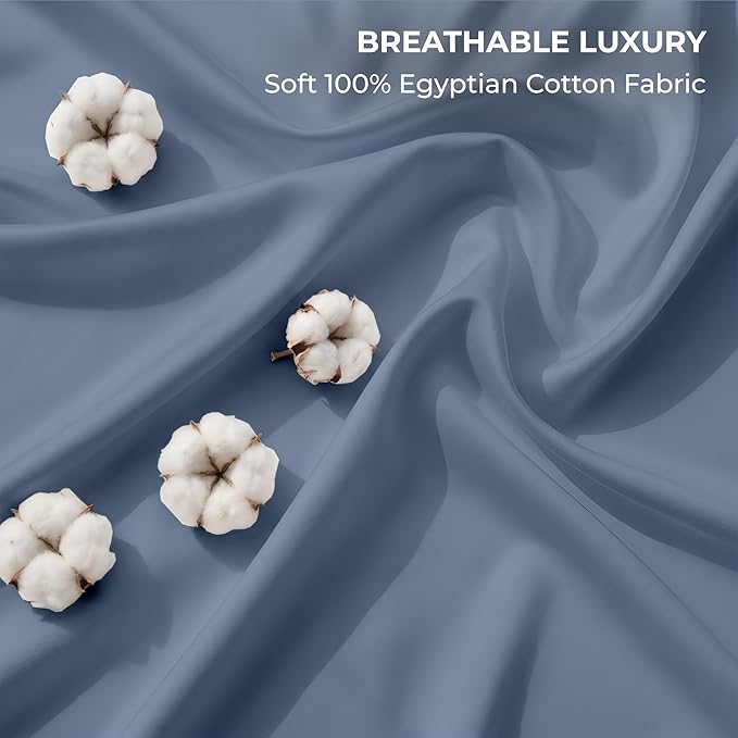 SGI bedding 100% Egyptian Cotton Sheets California King Size – 600 Thread Count Sheets Set, Soft, Cooling, 15" Deep Pocket, Luxury Hotel Bedding, Breathable, Durable - Mediterranean Blue