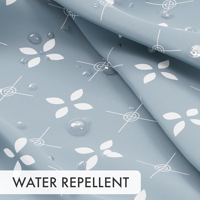 AmazerBath Shower Curtain Blue, Cloth Blue and White Floral Fabric Shower Curtain Sets with 12 Shower Curtain Hooks, Rustic Home Decor Washable Farmhouse Fall Bathroom Shower Curtains, 72x72 Inches