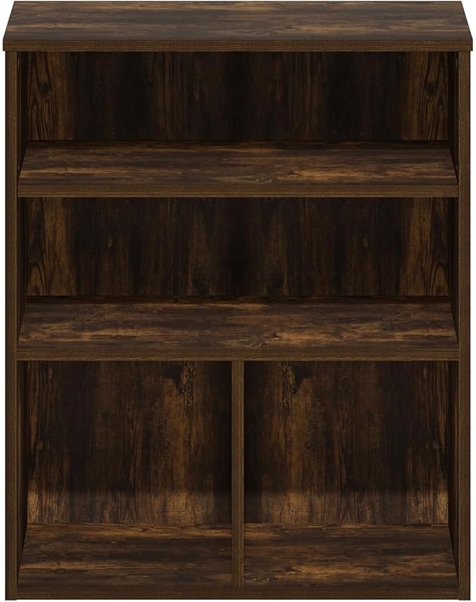 Furinno PASIR Book Shelf, 3-Tier Display Bookshelf with Adjustable Shelf, Cube Storage Bookcase, 11.8 x 23.6 x 28.1, for Living Room, Bedroom, Home Office, Amber Pine