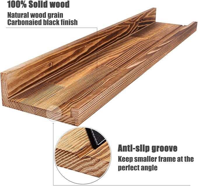 AZSKY Floating Shelves Set of 3, Picture Ledge Shelf, 24 Inches Long Large Nursery Book Shelves for Storage, Kids Bookshelf Wall Mounted for Living Room Bedroom Decor Books Photo Frames