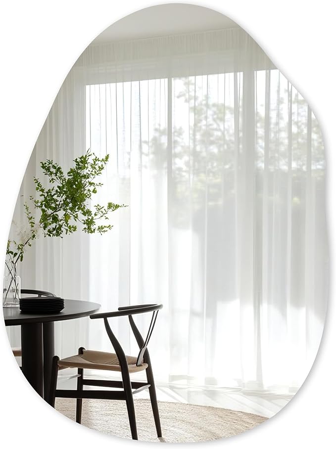 Irregular Wall Mirror 24x36 Inch,Asymmetrical Frameless Bathroom Mirrors with Tempered Glass for Bathroom Living Room Bedroom