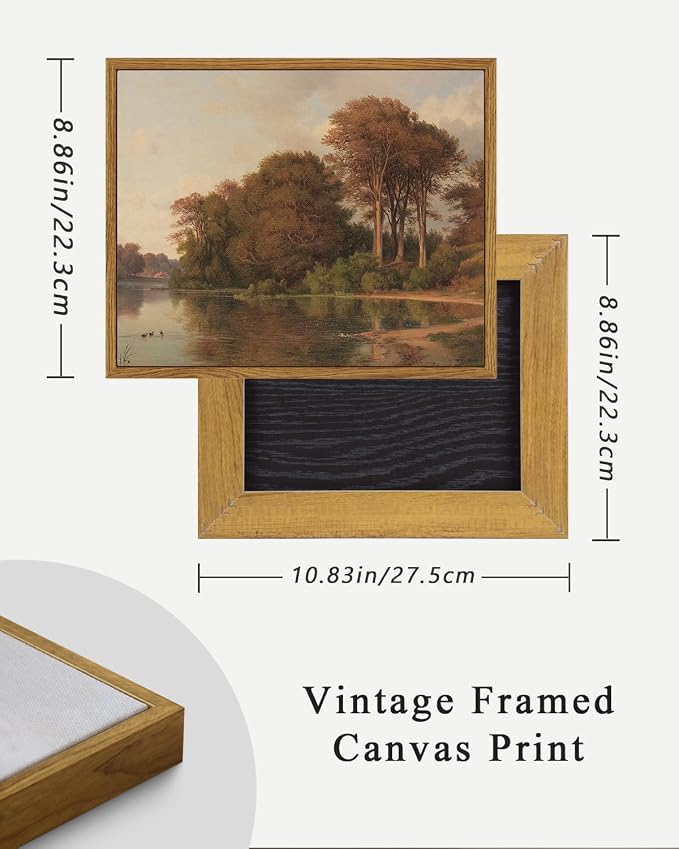 ARPEOTCY Vintage Framed Canvas Wall Art, Fall Living Room Autumn Scenery Pictures Wall Decor, Prints Art, Kitchen Landscape Paintings Farmhouse Retro Country Pictures, 9x11 Inch