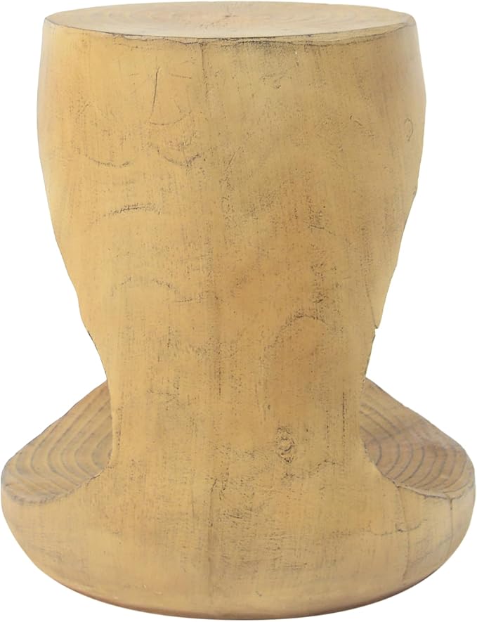 ø14.5'' Side Table End Table for Living Room, Modern Retro Farmhouse Countryside Style, Magnesium Oxide Material for Indoor & Outdoor, No Assembly, Wood Grain, Natural