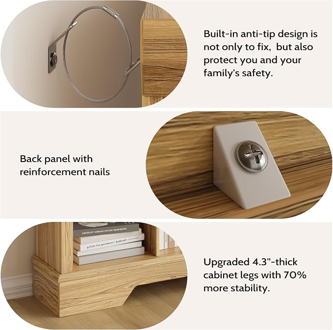 10-Cube Storage Organizer Bookshelf, 4-Tier Wooden Bookcase with Adjustable Shelf, Sturdy Cube Storage Shelf for Small Spaces, Modern Low Profile Shelving Unit for Living Room & Bedroom