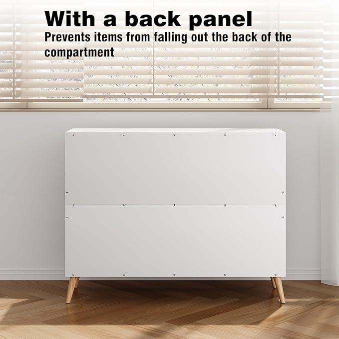 6 Cube Storage Organizer, Wood Bookcase with Legs, Modern Freestanding Cubby Shelving Unit, White Book Shelf Toy Storage Cabinet for Bedroom, Living Room, Kids Room, Fits 11 Inch Bins
