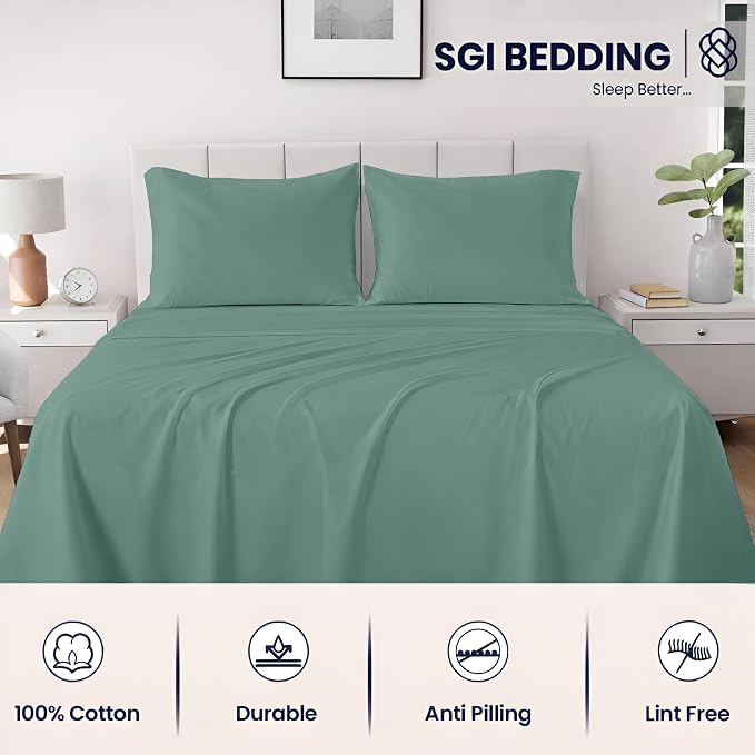 SGI bedding 100% Egyptian Cotton Sheets RV King Size – 600 Thread Count Sheets Set, Soft, Cooling, 15" Deep Pocket, Luxury Hotel Bedding, Breathable, Durable - Aqua Green