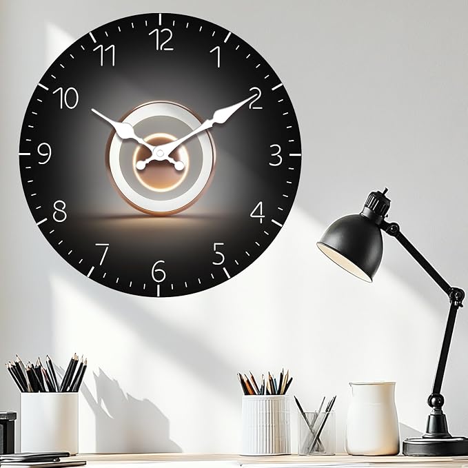 10 Inch Minimalist Black Analog Wall Clock, Silent Decorative Wall Clocks Non-Ticking Easy-to-Read, Battery Operated Wall-Clock Decor for Bedroom Living Room Kitchen