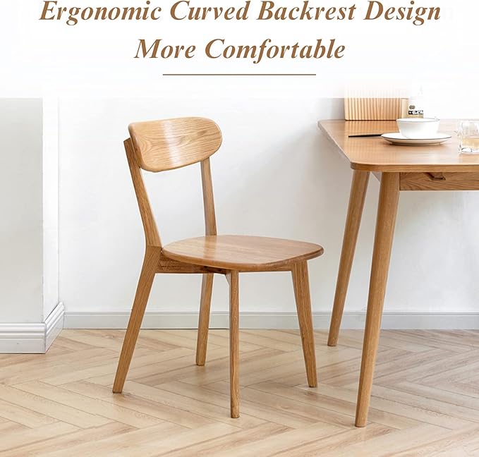 100% Solid Oak Wood Dining Room Chairs Set of 4 - Practical Dining Chair - Wooden Kitchen Chairs for Dining Room, Kitchen (Natural)
