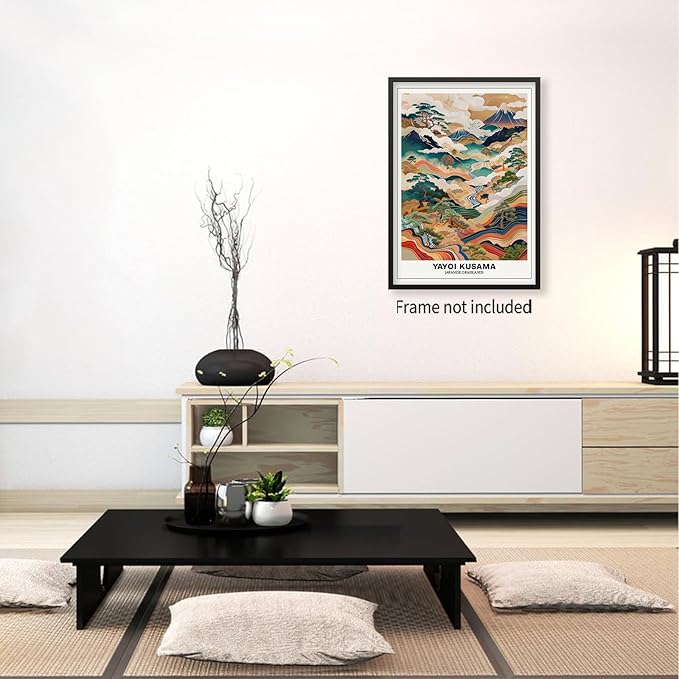 Vintage Yayoi Kusama Grasslands Posters Japanese Wall Art Yayoi Kusama Abstract Landscape Canvas Print for Stylish Room Bedroom Living Room Gallery Decor 8x10in Unframed
