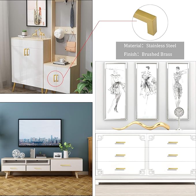 goldenwarm Gold Kitchen Cabinet Handles Cabinet Pulls -LSJ12GD115 Bathroom Cabinet Hardware 4-1/2" Hole Center Dresser Drawer Handles Drawer Pulls 20 Pack